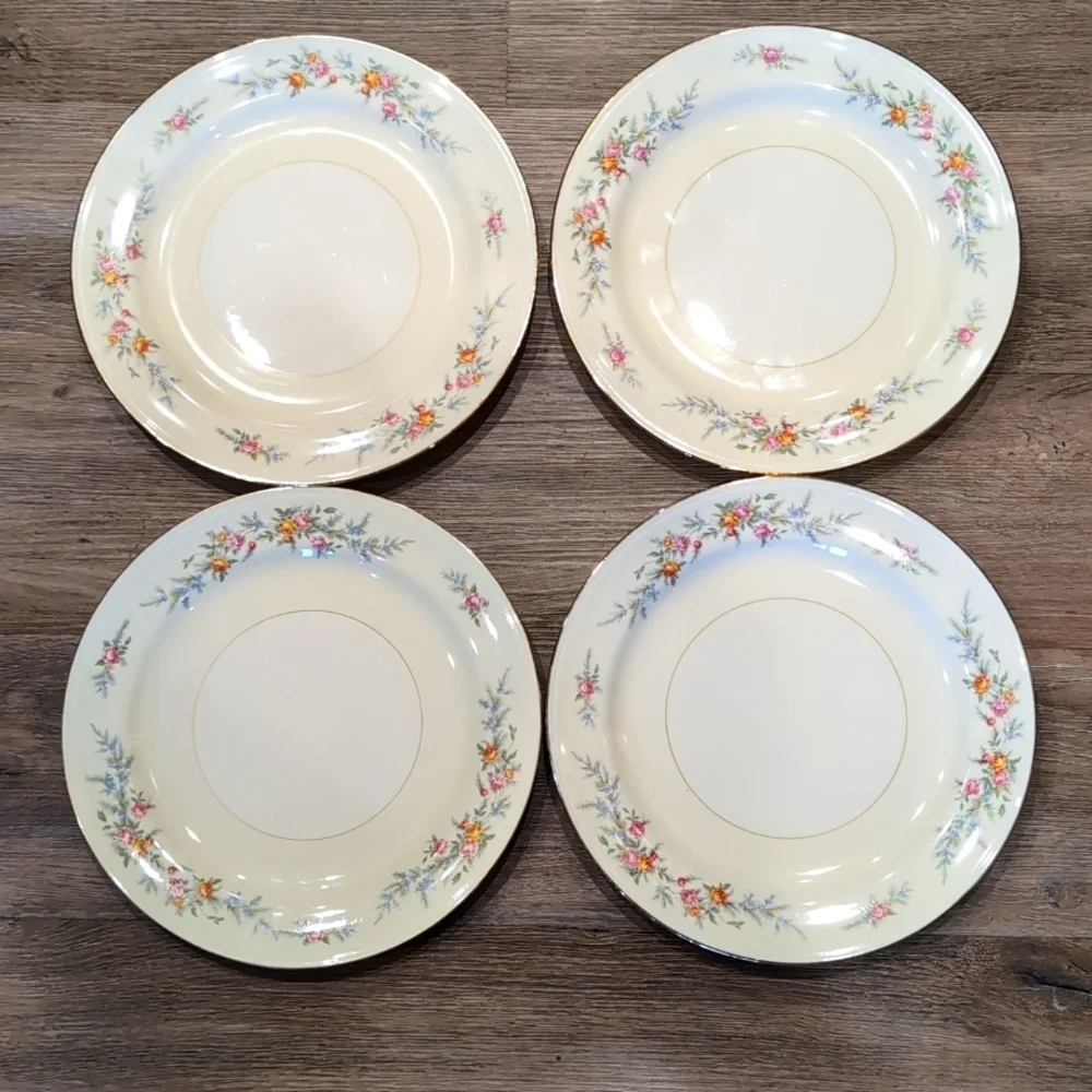 4 Vintage Homer Laughlin Eggshell Nautilus Ferndale China Dinner Plates 10